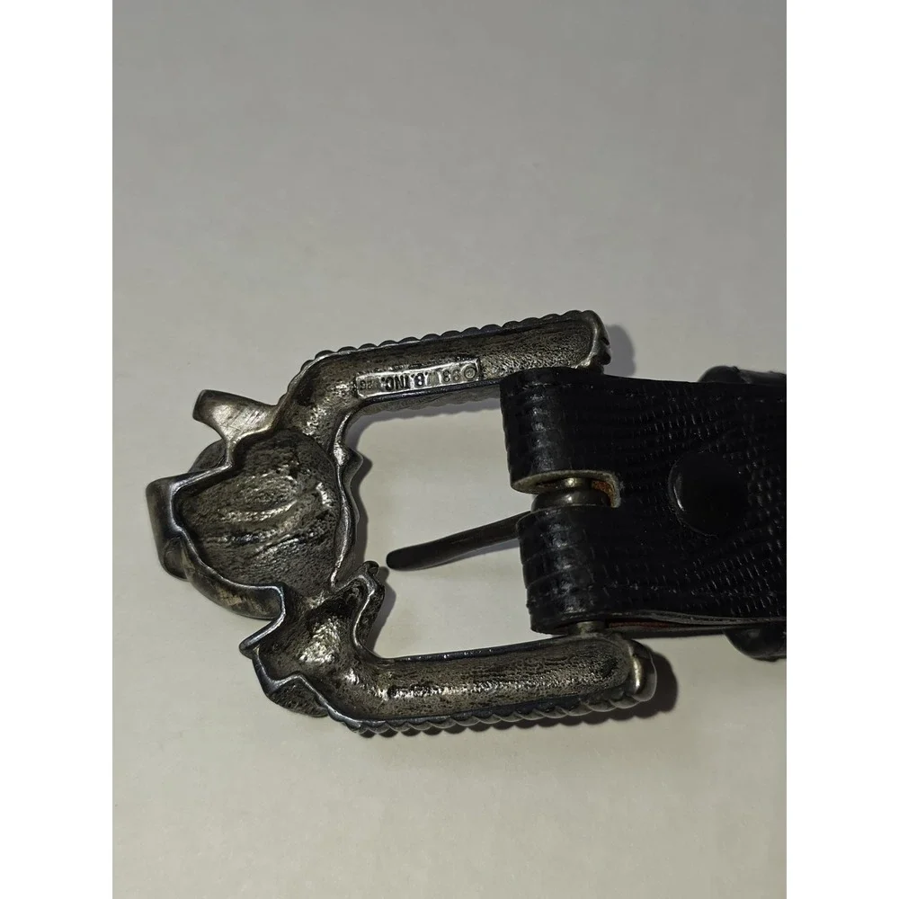 1993 Warner Bros Marvin The Martian Leather Silver 925 Vintage Black Belt Size M
